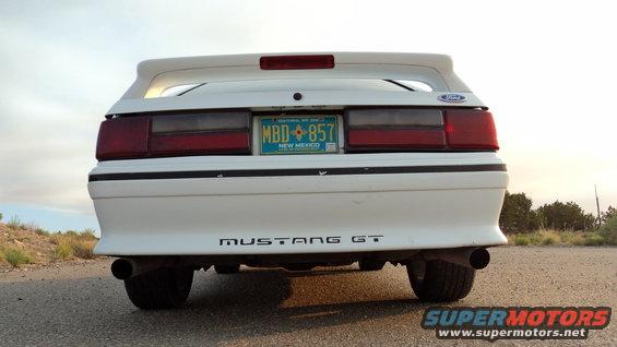 1989 Ford Mustang GT rear view with New Mexico license plate MBD-857