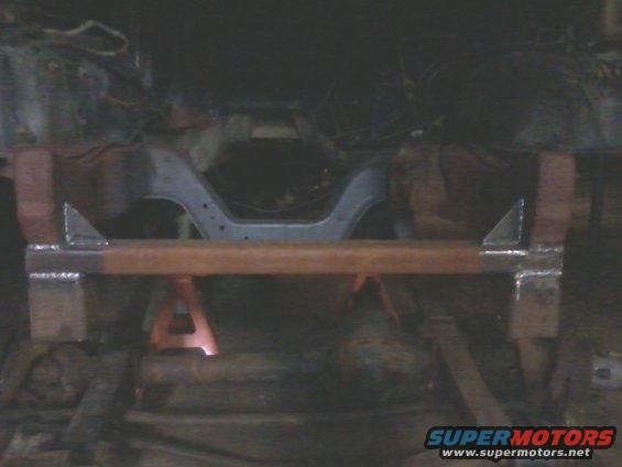 custom fabricated crossmember on jack stands