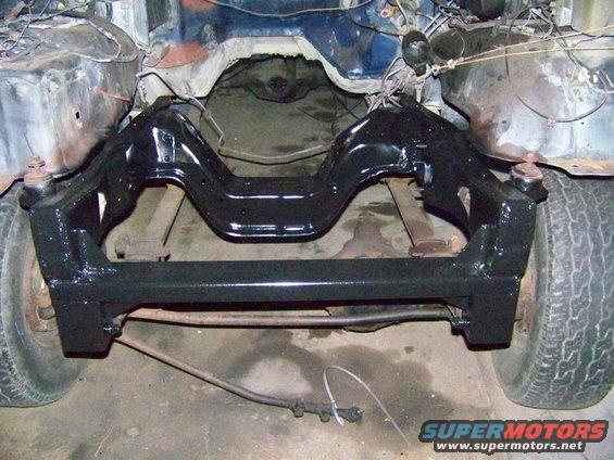 front suspension and frame of a vehicle, appears to be undergoing work