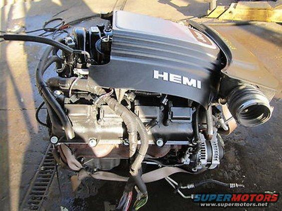 HEMI engine with wiring harness and alternator visible