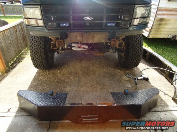 1995 Ford Bronco front end with custom diamond plate bumper