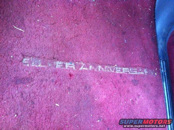 Interior carpet with "SILVER ANNIVERSARY" text