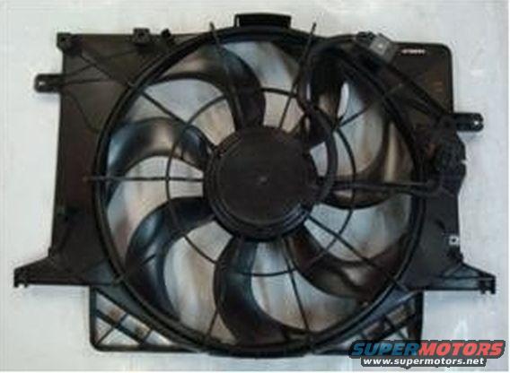 Black radiator fan assembly with a central motor and plastic blades