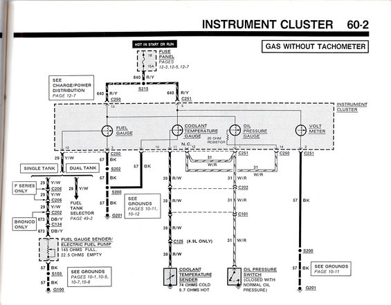 Instrument cluster wiring diagram for gas engine without tachometer