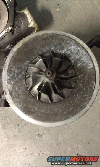 Turbocharger compressor wheel with visible blades