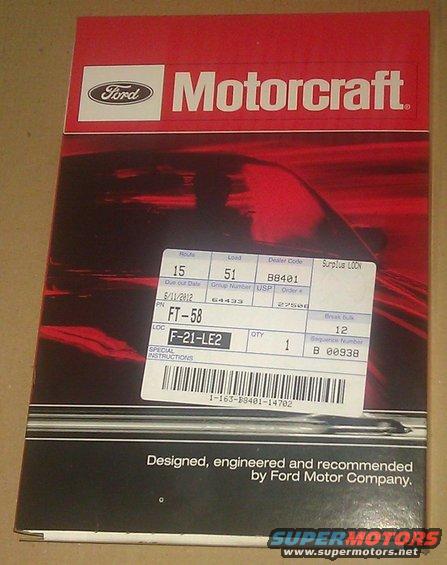 Motorcraft box with Ford logo, showing part number FT-58 and F-21-LE2