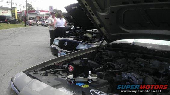 2000 Mercury Grand Marquis engine bay with hood open