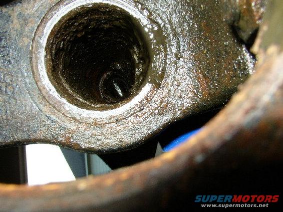 Greasy, corroded metal part interior