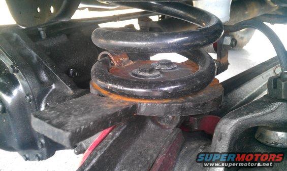 Close-up of suspension coil and axle on a vehicle