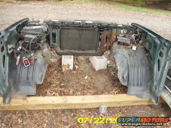 Big chunks! pretty much everything is still intact, to the left you will see where the main harness for the engine compartment and the fuse box for the vehicle is at. It sure makes it easier in reassembly! Even if i decide to put this front end on piece by piece, at the moment it is all together, every nut & bolt i had to remove or loosen, i put back on finger tight, so i have it...
