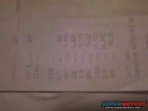 Document with racing data including time, speed, and class