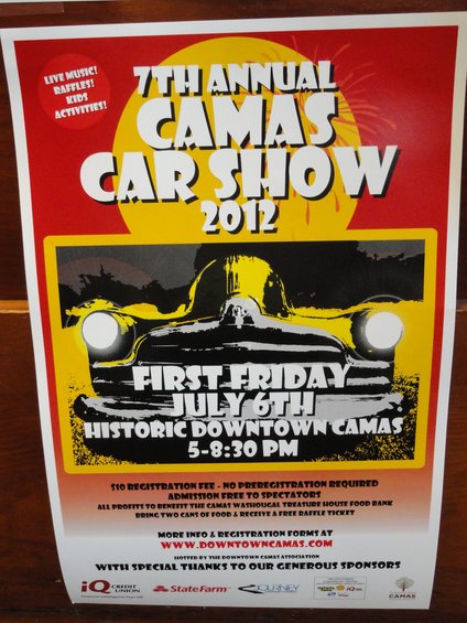 Poster for the 7th Annual Camas Car Show in 2012, a stylized illustration of a vintage car