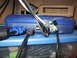 1963 Ford Falcon - A blue electronic device is connected to various cables, including VGA and USB ports.