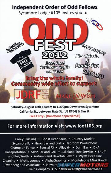 Flyer for Odd Fest 2012 hosted by Independent Order of Odd Fellows Sycamore Lodge #105