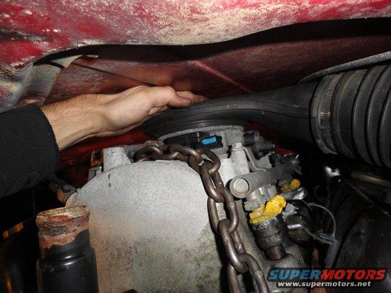 with engine and air hat in place this is the amount of hood clearance. again perfect.