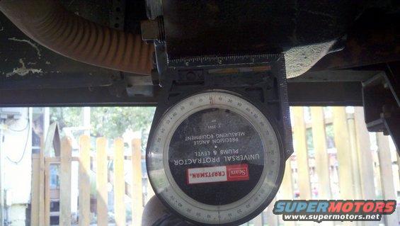 Universal protractor measuring angle on vehicle undercarriage