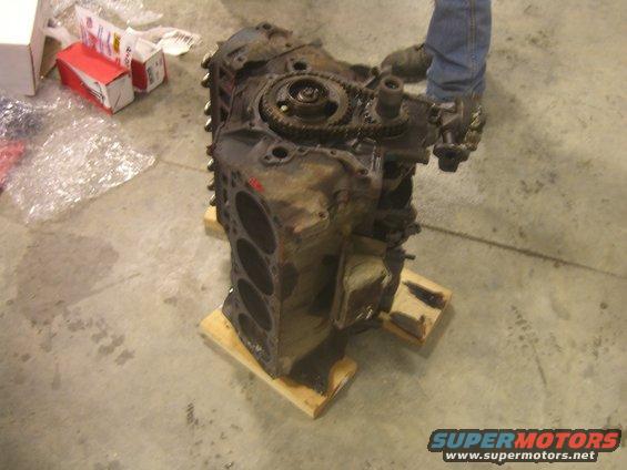 Engine block on wooden pallets
