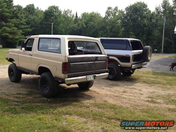 1979 Ford Bronco rear view, tan and brown