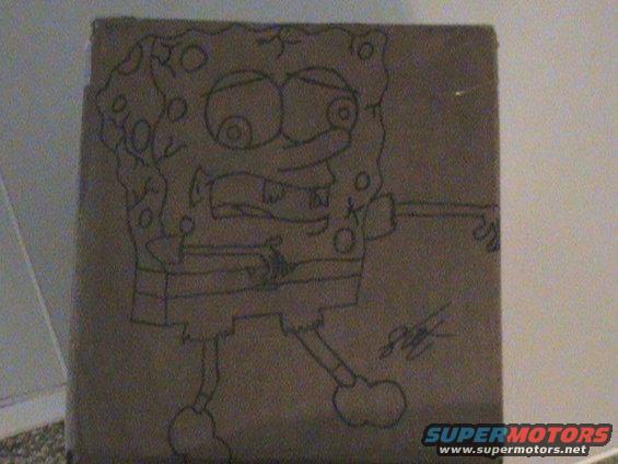 Spongebob Squarepants drawing on brown cardboard