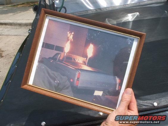 1972 Ford Ranchero with flames shooting from exhaust pipes