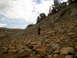 1996 Ford Bronco - A person is standing on a rocky hillside with trees in the background and a cloudy sky above.