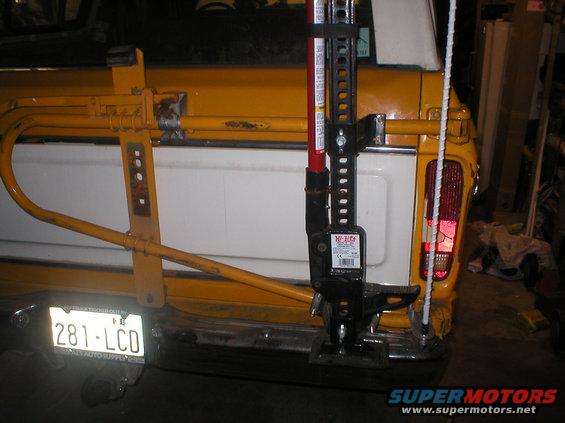 Rear bumper with Hi-Lift jack and spare tire carrier