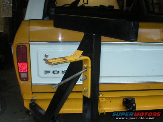 1978 Ford Bronco rear with yellow spare tire carrier mounted