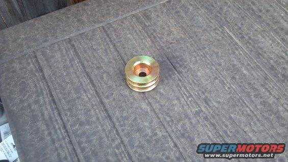 When I upgraded the alternator to the 165 amp 3G, it only had a single v-belt pulley.  In order to drive the York, I had to pick up a dual v-belt pulley.  This one I got from RJM Injection.  2.5" in diameter.