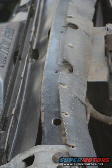 1976 Ford Ranchero engine bay radiator support with caution fan text visible