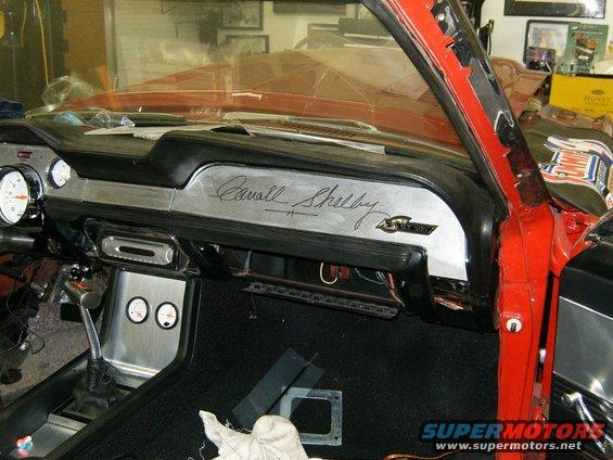 1968 Shelby GT350 interior showing dashboard with Carroll Shelby signature and gauges