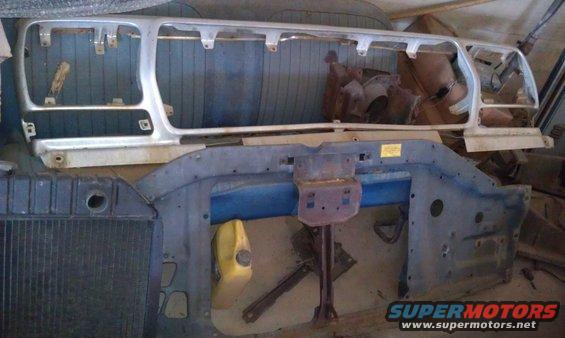 Car grille and radiator support assembly with yellow fluid container