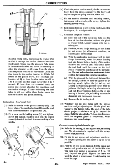 Diagrams and text from a manual, possibly related to a 1971 MG B