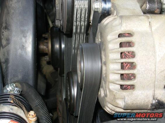 The plasma-cut brackets fit, and the thicker metal puts the idler pulley in perfect line.  The double-thickness is nearly perfect for the the alternator mounting bolt bosses.

[url=http://www.supermotors.net/registry/media/944631][img]http://www.supermotors.net/getfile/944631/thumbnail/dualaltparts.jpg[/img][/url]

The MagneFine filter on the fan shroud is for the PSF (hydroboost).