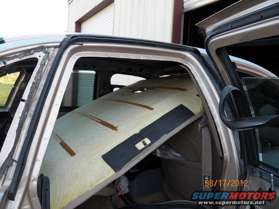 Running the wires for rear view mirror, interior light and sun visors.
