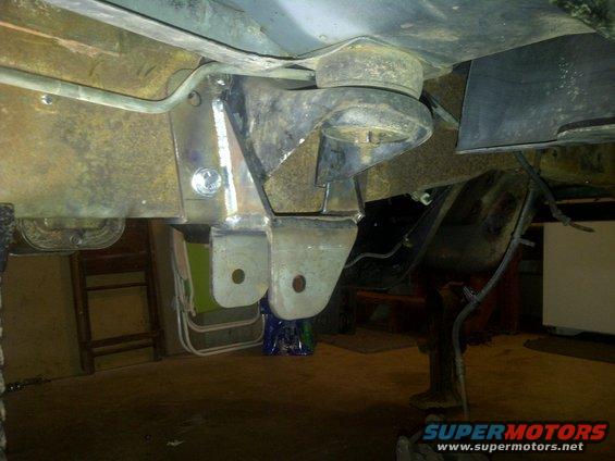 1995 Ford Bronco frame with suspension modifications, viewed from below