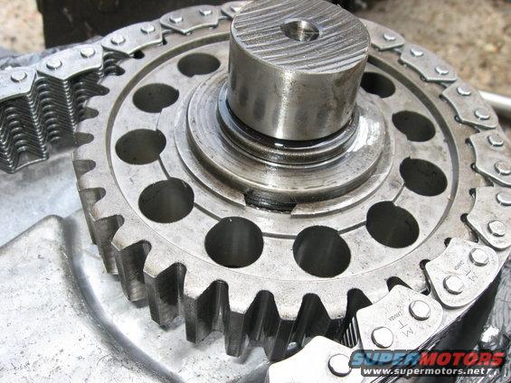 This large C Clip is the ONLY thing holding the chain, gears, and tailshaft in the case once the cover is off. 