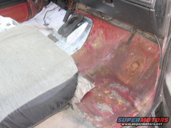 img_4264.jpg I put the new floor pan in place and am going to swap over the front floor mat from the truck.  Fortunately, both the truck and my Bronco have a black floor mat, so it worked out really well.  If not, I'm not sure what I would have done.  I would have had a large hole in the mat where the SROD shifter came out.

I also realized that my passenger side has some rust I need to deal with.