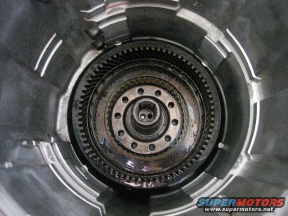 The assembly is carefully placed into the tranmission case. Do not drop it in.It must be seated all the way.