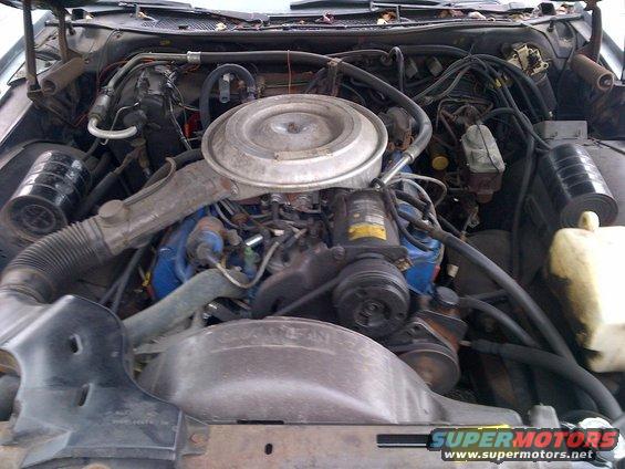 Engine bay with V8 engine and air cleaner assembly