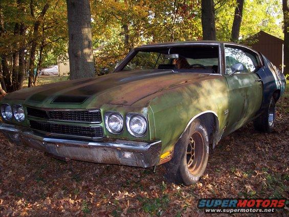 1970 Chevrolet Chevelle SS with faded green paint and black stripes
