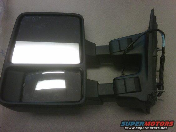 Side mirror assembly with two mirror sections and wiring. Supermotors.net logo at bottom right