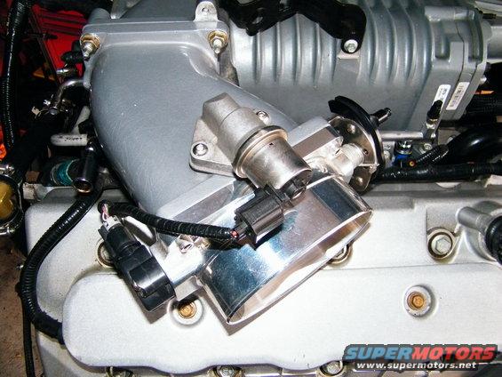 Engine intake manifold with a supercharger and throttle body