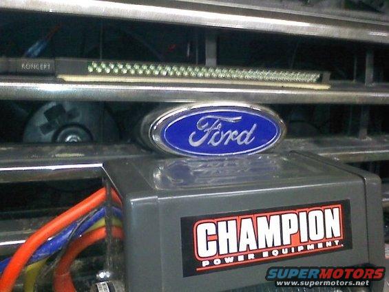 1994 Ford F-150 grille with Ford emblem and Champion Power Equipment winch