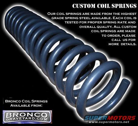 Blue custom coil springs with text overlay about quality and ordering