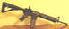 2007 Nissan Titan - A black assault rifle is displayed on a wooden surface against a yellow background.