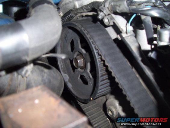 Timing belt and pulley in engine bay
