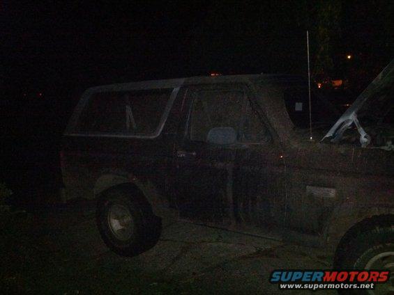 1995 Ford Bronco side view with hood open