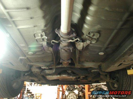Underbody view of catalytic converter and exhaust system