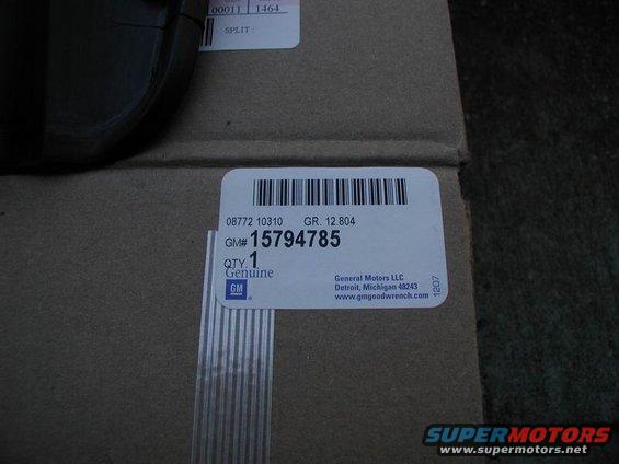 GM part label with barcode and part number 15794785