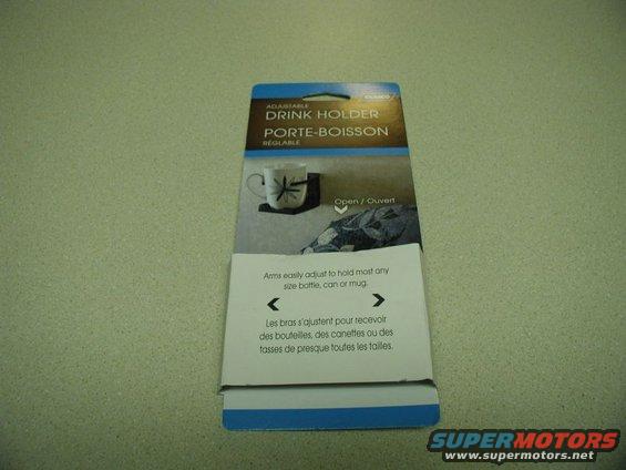 Drink holder packaging with text and images of a mug